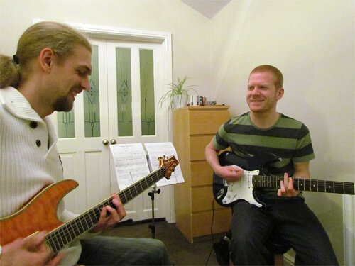 Mike teaching guitar in Leeds