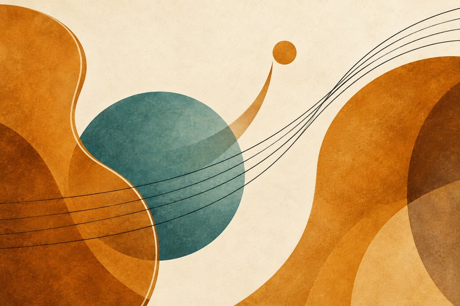 Augmented Chords on Guitar: Hear the Note That Wants to Move Abstract editorial illustration for Augmented Chords on Guitar: Hear the Note That Wants to Move