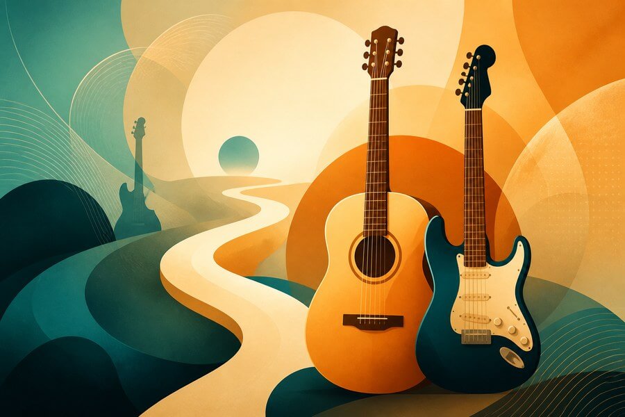 Abstract first guitar buying guide image