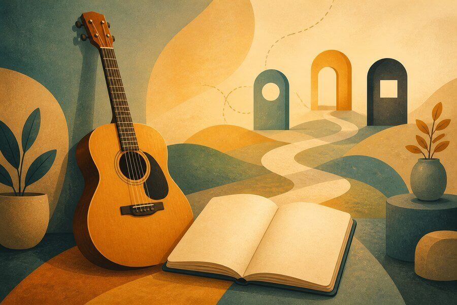 Abstract guitar lesson image for do you need your own guitar for lessons