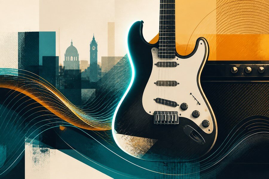 Abstract electric guitar lessons in Leeds image
