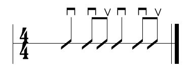 Slightly more complex rhythm using down and up strokes