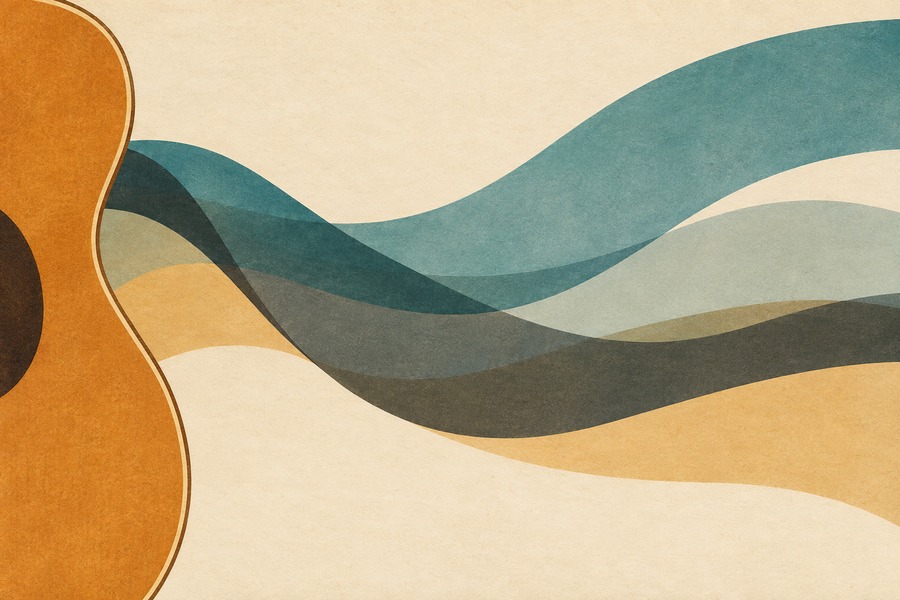Guitar Sight Reading for Beginners: A Ten-Minute Starting Routine Abstract editorial illustration for Guitar Sight Reading for Beginners: A Ten-Minute Starting Routine