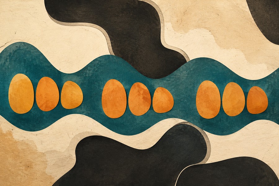 Abstract editorial illustration for Guitar Triplets for Beginners: Make Three Notes Fit the Beat