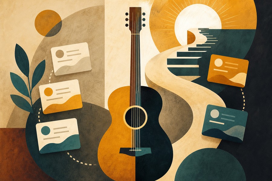 How to Choose Songs for Guitar Lessons Abstract guitar lesson article image for How to Choose Songs for Guitar Lessons