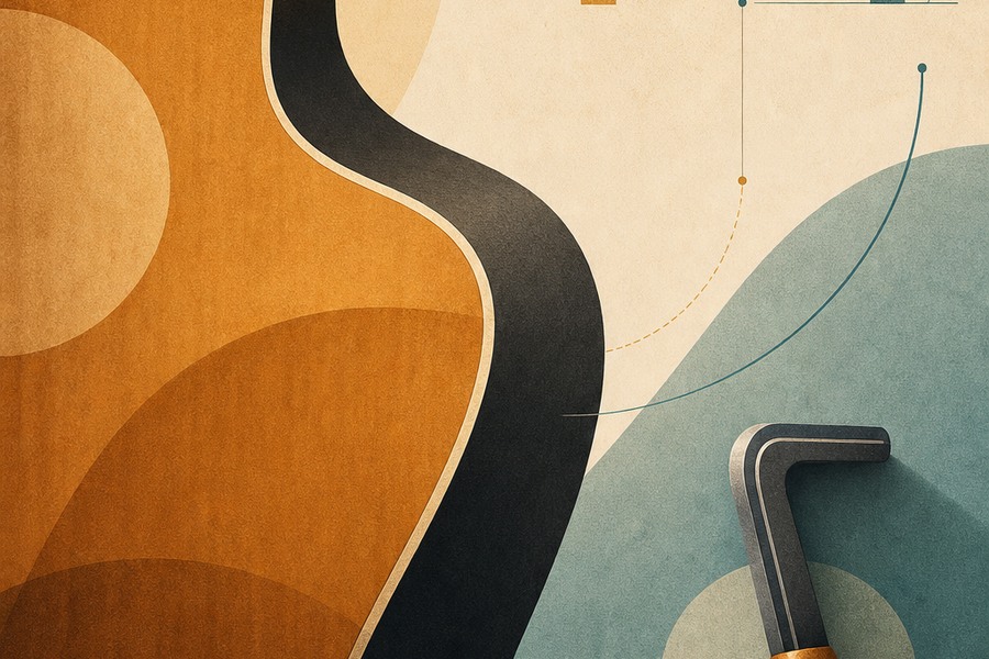 Abstract editorial image about adjusting a guitar for comfortable playing