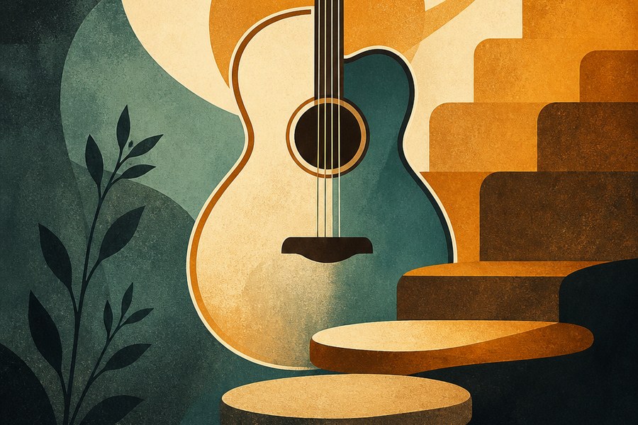 Abstract beginner to intermediate guitar progress article image Abstract beginner to intermediate guitar progress article image