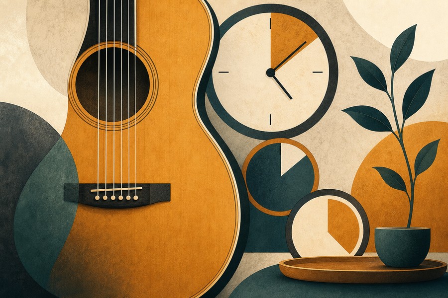 Abstract guitar lesson article image for How to Practise Guitar When You Are Busy