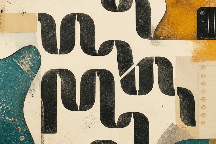 How to Write a Guitar Riff: Start with Rhythm, Not More Notes Abstract editorial illustration for How to Write a Guitar Riff: Start with Rhythm, Not More Notes