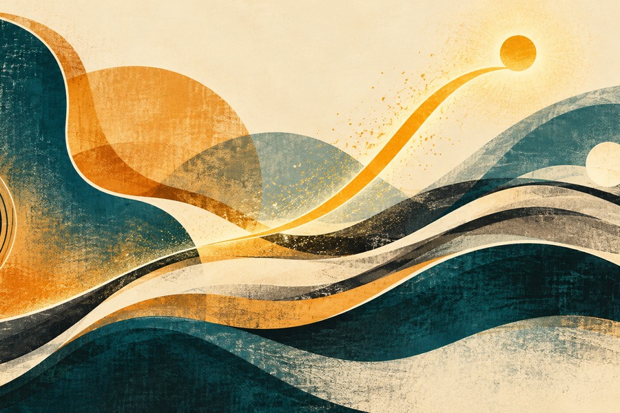 Lydian Scale on Guitar: Hear the Raised Fourth Abstract editorial illustration for Lydian Scale on Guitar: Hear the Raised Fourth