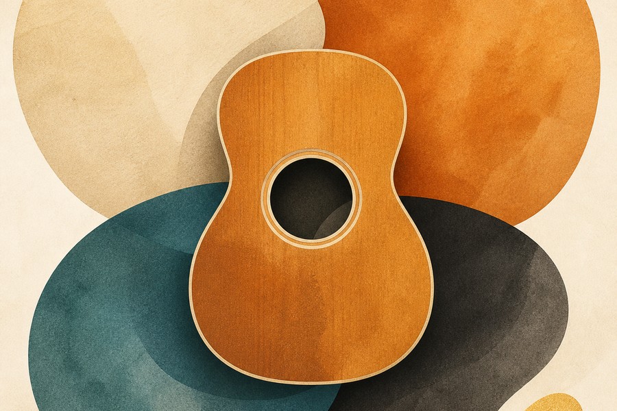 Major 7th Chords for Beginners: Hear the Difference One Note Makes Abstract editorial illustration for Major 7th Chords for Beginners: Hear the Difference One Note Makes