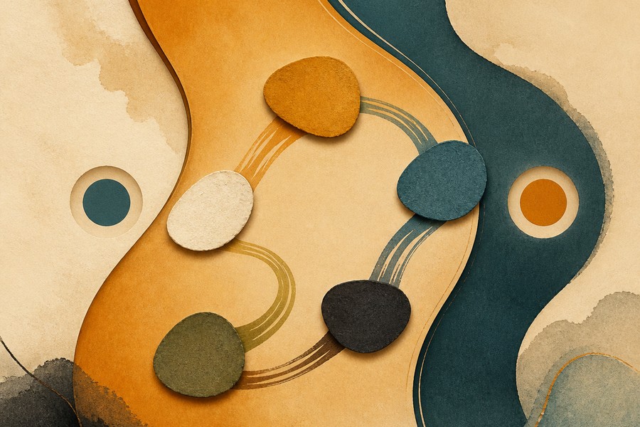 Abstract editorial illustration for Minor Pentatonic Scale for Beginners: Turn One Shape into Music