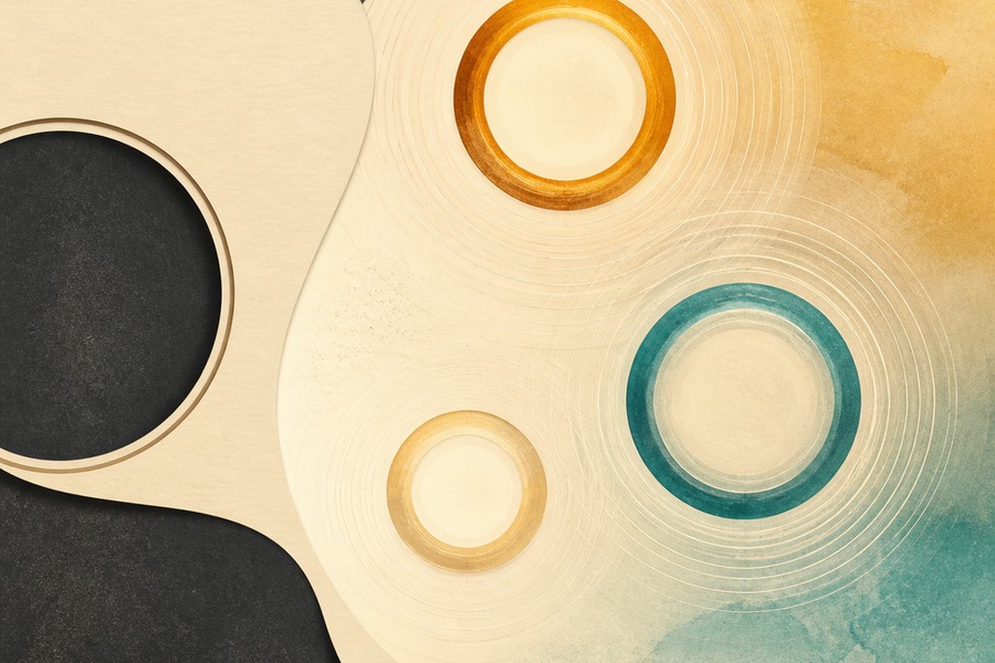 Abstract editorial illustration for Natural Harmonics on Guitar for Beginners: Get a Clear Chime