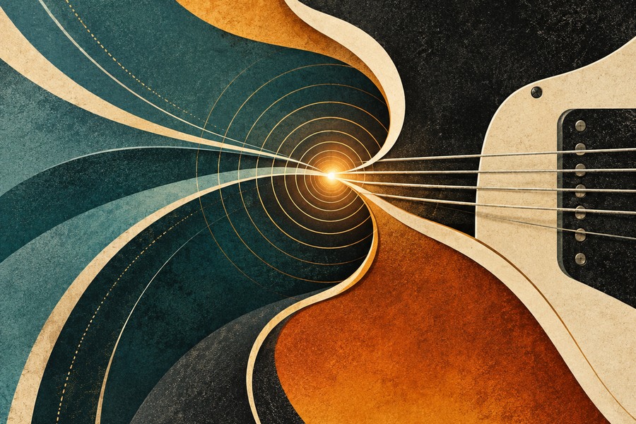 Abstract editorial illustration for Pinch Harmonics for Beginners: Find One Reliable Sweet Spot