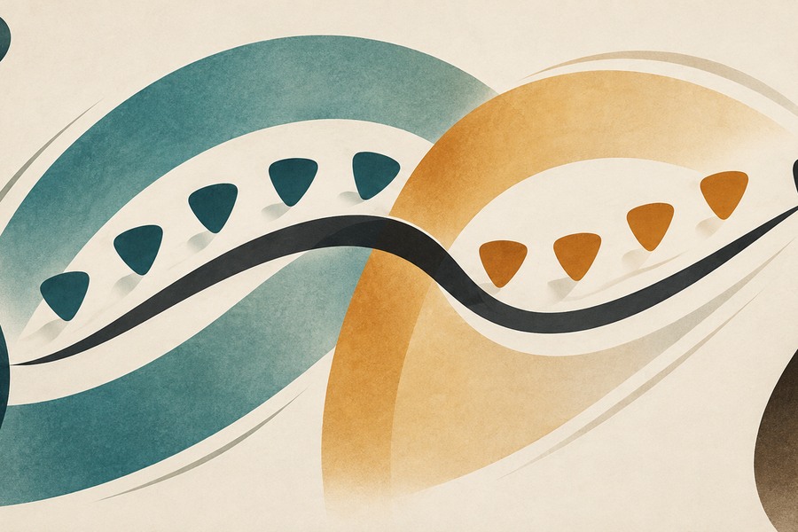 Sweep Picking for Beginners: Start with Two Strings Abstract editorial illustration for Sweep Picking for Beginners: Start with Two Strings