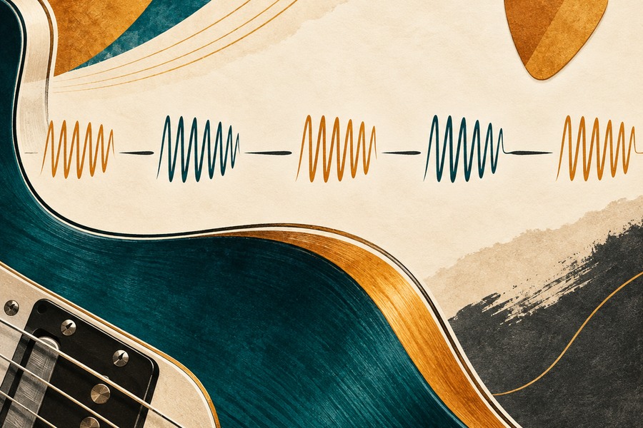 Tremolo Picking for Beginners: Build Speed Without Forcing It Abstract editorial illustration for Tremolo Picking for Beginners: Build Speed Without Forcing It