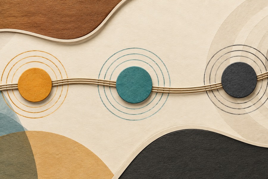 Two-Hand Tapping for Beginners: Make Three Notes Even Abstract editorial illustration for Two-Hand Tapping for Beginners: Make Three Notes Even